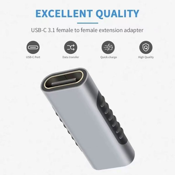 Adaptador USB Tipo C Hembra a Hembra Extension Conector Portátil 10gbps