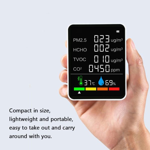 Medidor de Calidad de Aire PM2.5 HCHO CO2 TVOC Temperatura Humedad