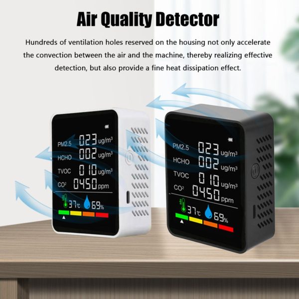 Medidor de Calidad de Aire PM2.5 HCHO CO2 TVOC Temperatura Humedad