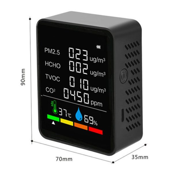 Medidor de Calidad de Aire PM2.5 HCHO CO2 TVOC Temperatura Humedad