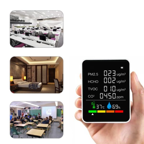Medidor de Calidad de Aire PM2.5 HCHO CO2 TVOC Temperatura Humedad