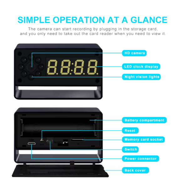 Camara Reloj Espia Ip Wifi 3 EN 1 Hd 1080p Vision Nocturna Bluetooth