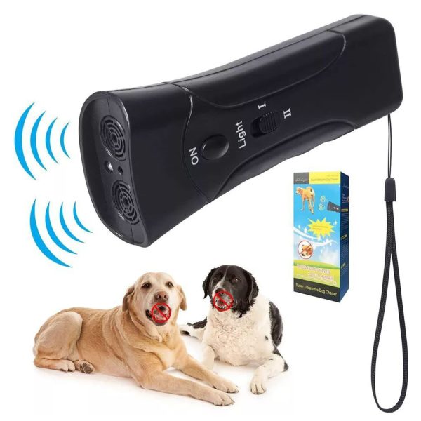 Ahuyenta Perros Ultrasonico Entrenador Mascotas Linterna Led