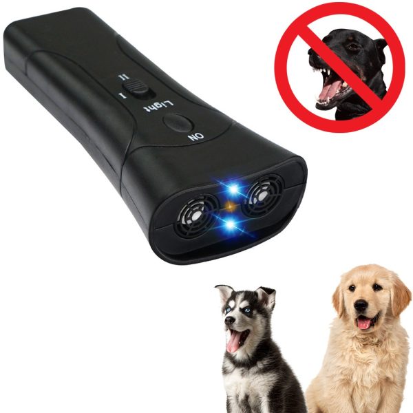 Ahuyenta Perros Ultrasonico Entrenador Mascotas Linterna Led