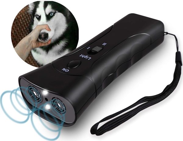 Ahuyenta Perros Ultrasonico Entrenador Mascotas Linterna Led