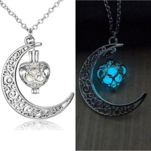 Collar Cadena De Luna Luminoso De Corazón Brillante Elegante