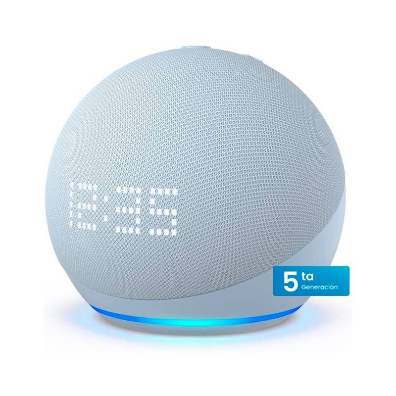 Parlante Echo Dot 5ta Gen Reloj Inteligente Alexa  Asistente Virtual  Cloud Blue - Impormel
