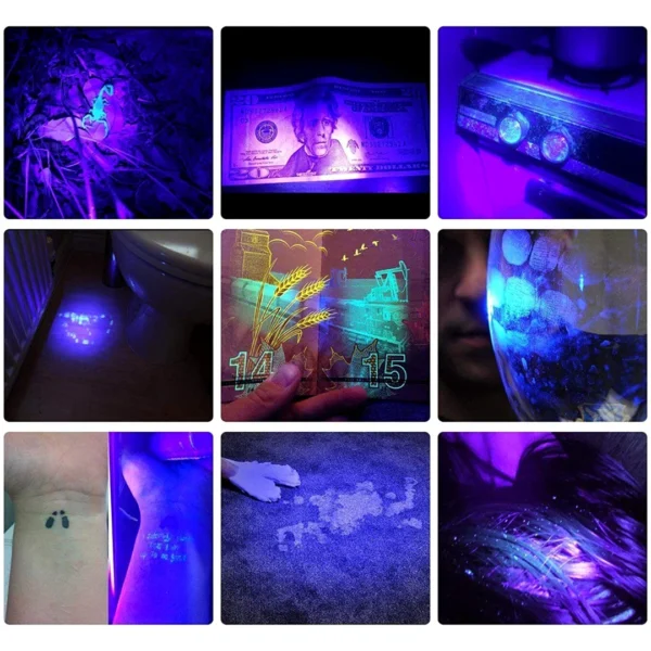 Linterna Luz Ultra Violeta | Portátil Ligera Aluminio Zoom