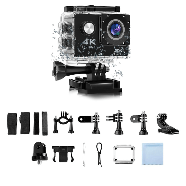 Camara Vdeo Deportiva Accion 4K UHD Wifi con Accesorios