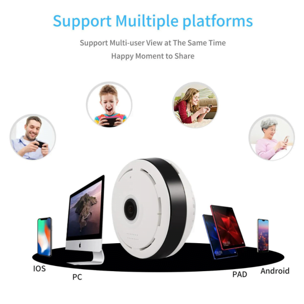 Cámara IP WiFi de 360 Grados Ojo de Pez HD 960P 2MP Panorámica