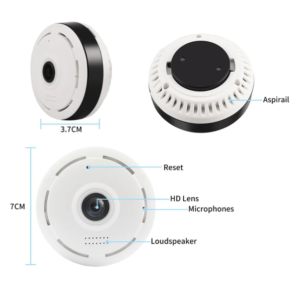 Cámara IP WiFi de 360 Grados Ojo de Pez HD 960P 2MP Panorámica