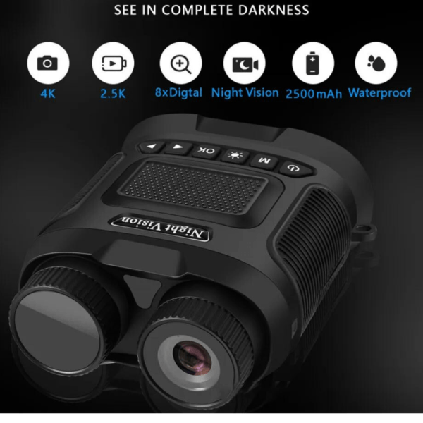 Telescopio Binoculares Recargables DT29 2,5 K UHD 40M pX Zoom 8X 300M Visión Nocturna Digital Infrarroja Caza Camping
