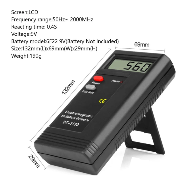 Detector de Radiación Electromagnética LCD Digital EMF Medidor Dosímetro Probador DT-1130