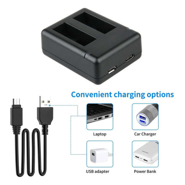 Cargador de Batería Doble para Gopro Go Pro Hero 11 10 9 con Cable USB