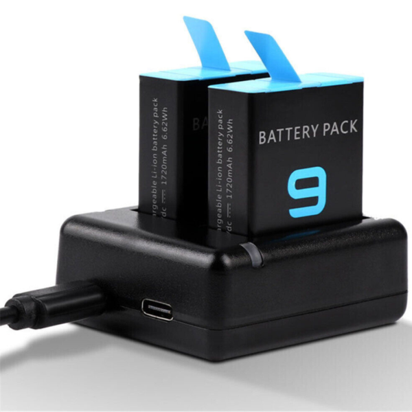 Cargador de Batería Doble para Gopro Go Pro Hero 11 10 9 con Cable USB