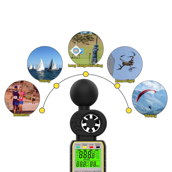 Medidor de Estrés por Calor WBGT Anemómetro Temperatura del Aire Humedad