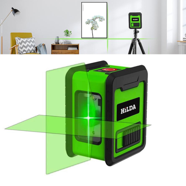 Medidor de Nivel Láser Verde 2 líneas Cruz Nivel Horizontal y Vertical Autonivelante con Accesorios