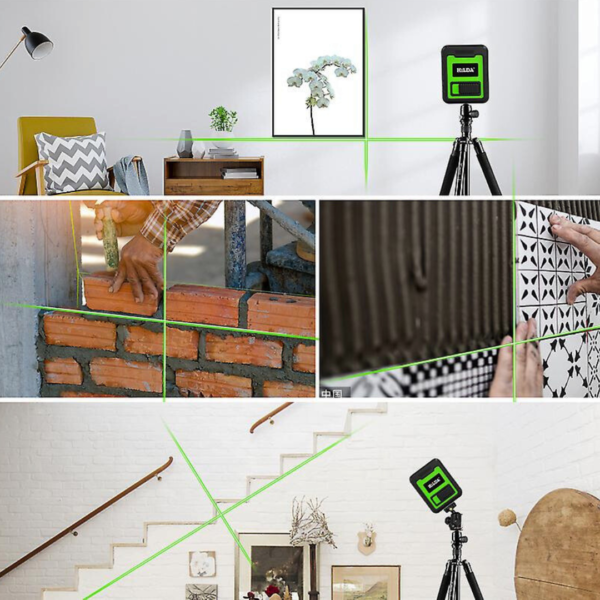 Medidor de Nivel Láser Verde 2 líneas Cruz Nivel Horizontal y Vertical Autonivelante con Accesorios