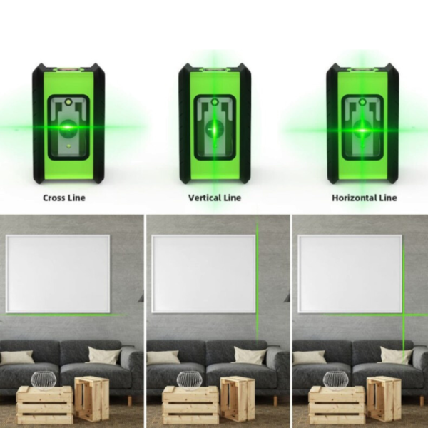 Medidor de Nivel Láser Verde 2 líneas Cruz Nivel Horizontal y Vertical Autonivelante con Accesorios