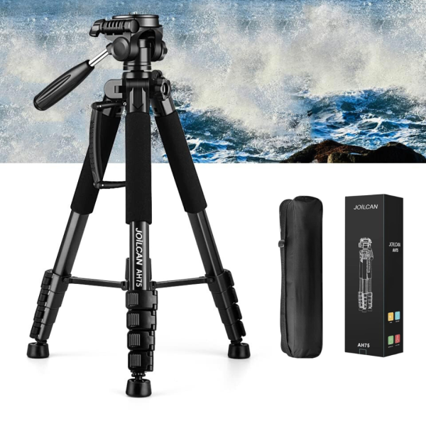 Trípode para Cámara y Celular JOILCAN 74" Alto Resistente DSLR Viaje Profesional Canon iPhone 15lb
