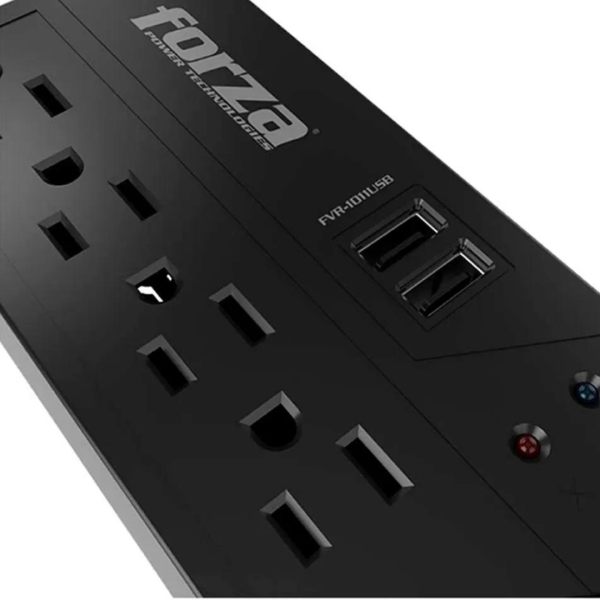 Regulador De Voltaje Forza 1000va 500w 2usb 2.0 4 Tomas 120v