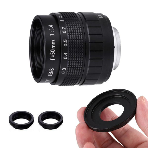 Lente Fujian 50mm F1.4 APS-C + Anillo Adaptador + 2 Anillos Macro para CANON