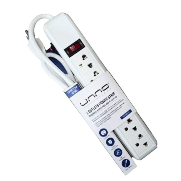 Supresor de Picos Unno Regleta Electrica Protector Voltaje Corta Pico 6 Tomas 1875W
