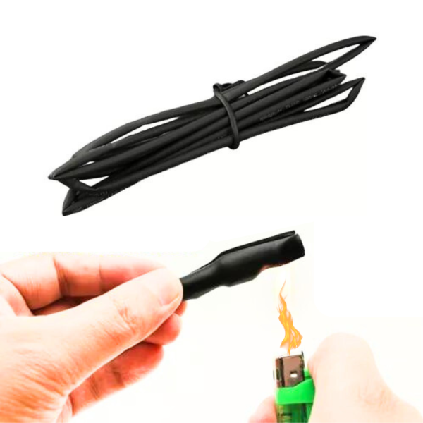 Metro de Tubo Aislante Termoencogible Protector Termofundente 2 mm Negro