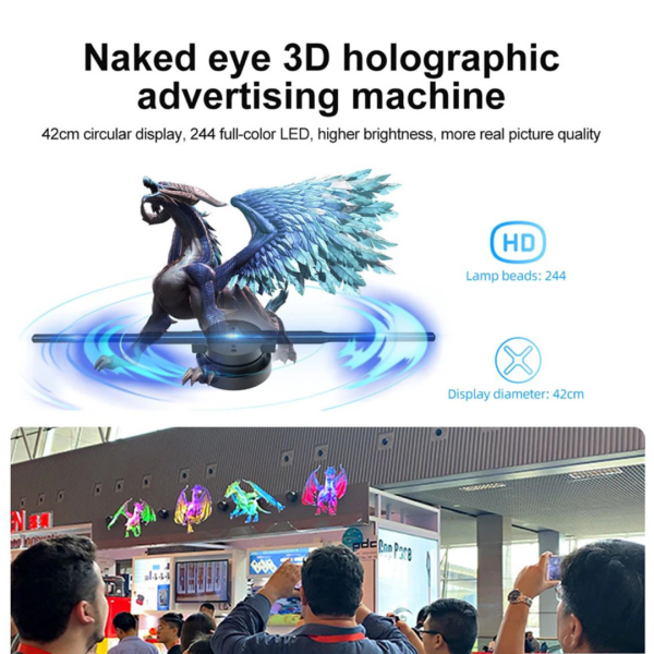 Proyector Holografico 3D WIFI LED 224 Ventilador T42 42cm Publicidad