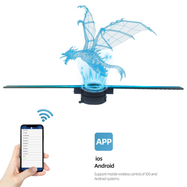 Proyector Holografico 3D WIFI LED 224 Ventilador T42 42cm Publicidad