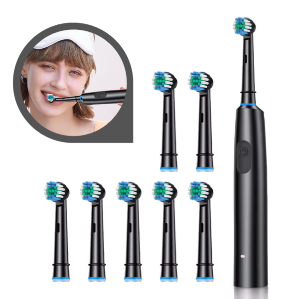 Cepillo de Dientes Eléctrico Inteligente Recargable Giratorio 6x Limpieza Profunda Blanqueamiento Dental Bursh con 8 Cabezales