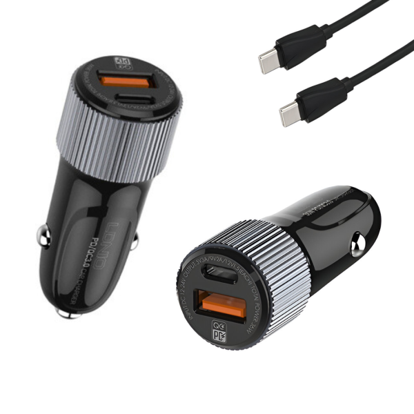Cargador de Auto LDNIO C510Q 38W Carga Rápida Dual USB 3.0 y Tipo C