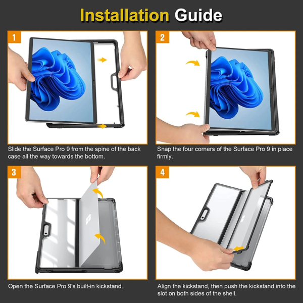 Estuche Rígido a Prueba de Golpes para Microsoft Surface Pro 11 Pro 10 Pro 9 de 13 pulgadas