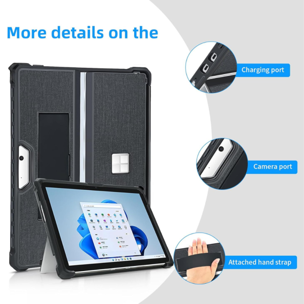 Estuche para Microsoft Surface Pro 8 13" 2021 Material PU + TPU Resistente Correa Mano Cubierta Soporte
