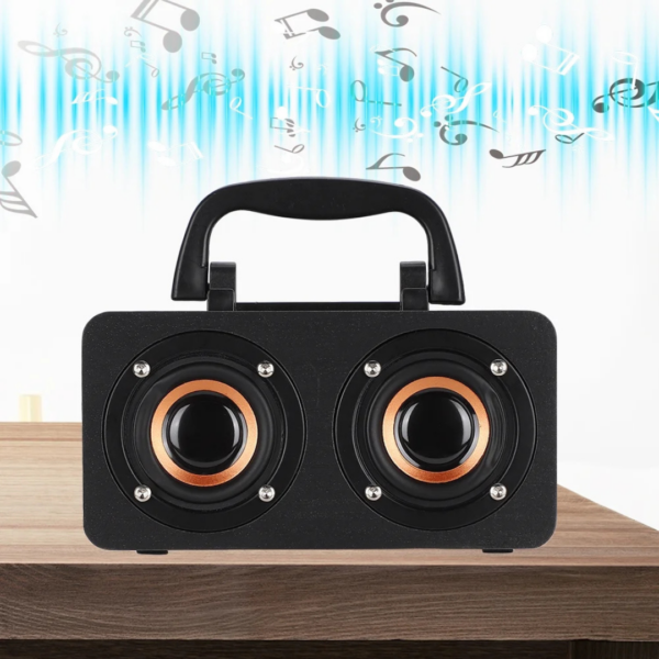Parlante Bluetooth Portatil Retro Negro Radio FM Madera 10 W