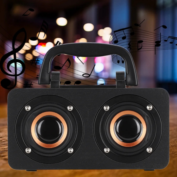 Parlante Bluetooth Portatil Retro Negro Radio FM Madera 10 W